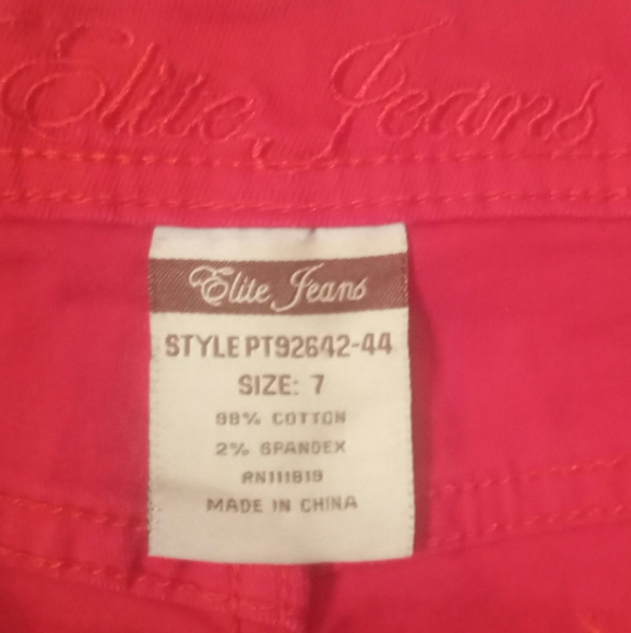 Elite Jeans Red Super Skinny Stretch Jeggings Sz.7 - Picture 3 of 3